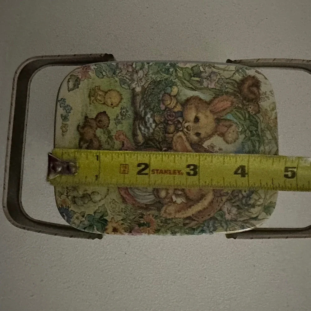 Giftco Vintage Bunny Rabbit Picnic Basket Metal Tin Easter Floral Seasonal Decor